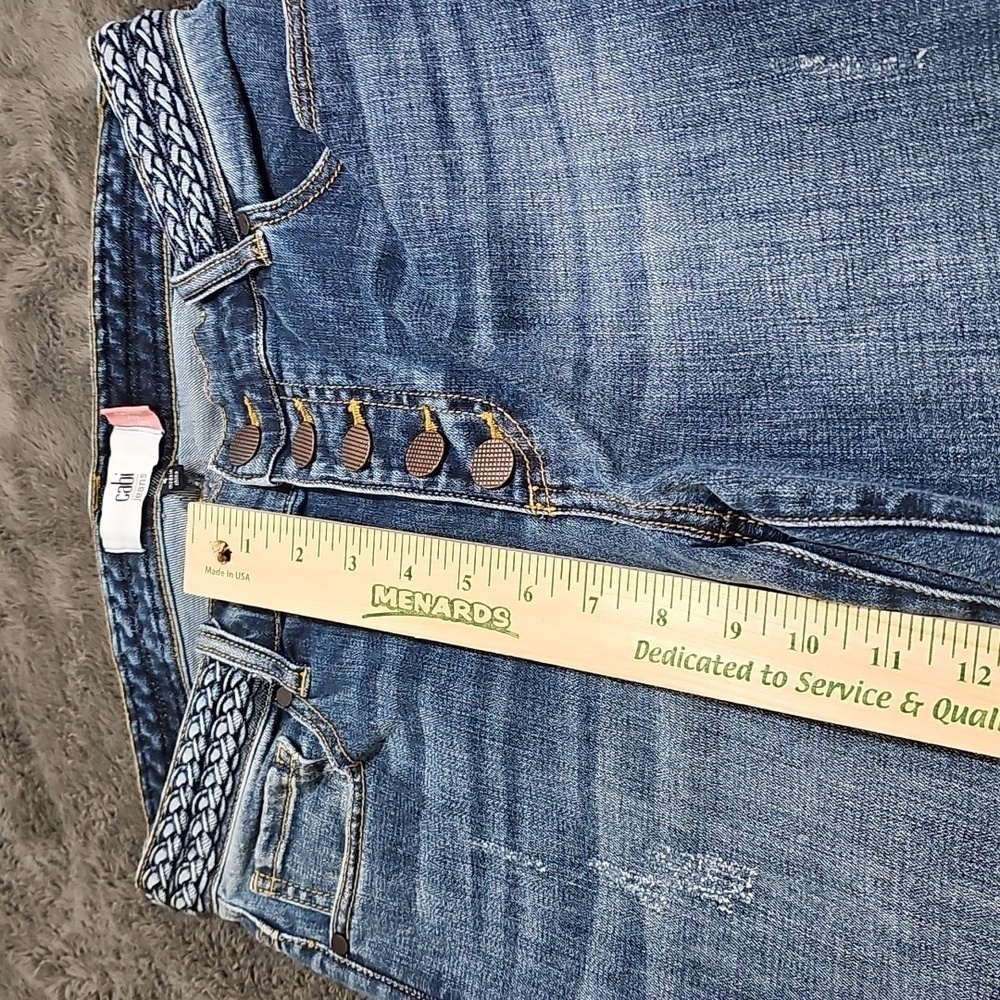 CABI Jeans Women's Button Fly High Rise Skinny BOHO Distressed Size 4 - Picture 7 of 9